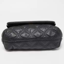 Pre Owned Tory Burch Black Leather Fleming Soft Shoulder Bag