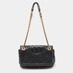 Pre Owned Tory Burch Black Leather Fleming Soft Shoulder Bag