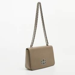 Pre Owned Tory Burch Taupe Leather Britten Shoulder Bag