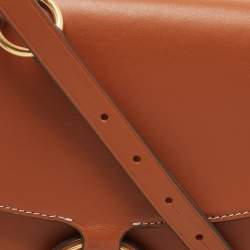 Pre Owned Tory Burch Brown Leather Miller Saddle Crossbody Bag