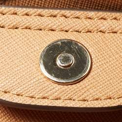 Pre Owned Tory Burch Tan Leather Triple Compartment Robinson Tote