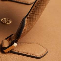 Pre Owned Tory Burch Tan Leather Triple Compartment Robinson Tote
