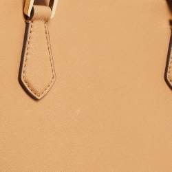 Pre Owned Tory Burch Tan Leather Triple Compartment Robinson Tote