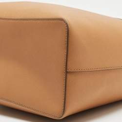 Pre Owned Tory Burch Tan Leather Triple Compartment Robinson Tote