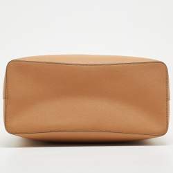 Pre Owned Tory Burch Tan Leather Triple Compartment Robinson Tote