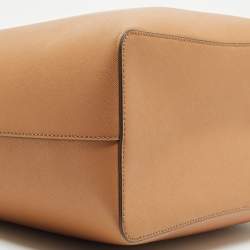 Pre Owned Tory Burch Tan Leather Triple Compartment Robinson Tote