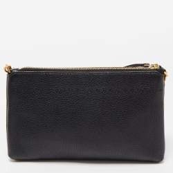 Pre Owned Tory Burch Black Leather Zip Pouch Crossbody Bag