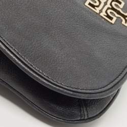 Pre Owned Tory Burch Black Leather Britten Crossbody Bag
