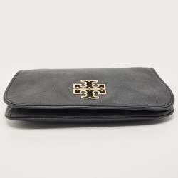 Pre Owned Tory Burch Black Leather Britten Crossbody Bag