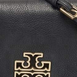 Pre Owned Tory Burch Black Leather Britten Crossbody Bag