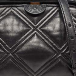 Pre Owned Tory Burch Black Quilted Leather Fleming Soft Frame Bag