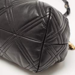 Pre Owned Tory Burch Black Quilted Leather Fleming Soft Frame Bag