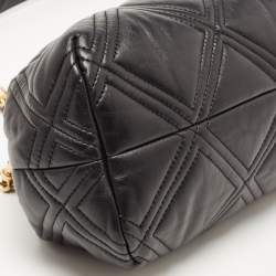 Pre Owned Tory Burch Black Quilted Leather Fleming Soft Frame Bag