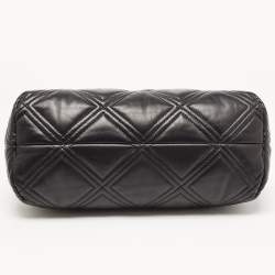 Pre Owned Tory Burch Black Quilted Leather Fleming Soft Frame Bag