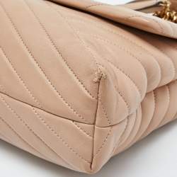 Pre Owned Tory Burch Beige Leather Kira Flap Shoulder Bag