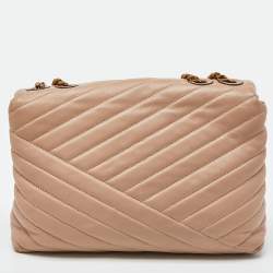 Pre Owned Tory Burch Beige Leather Kira Flap Shoulder Bag