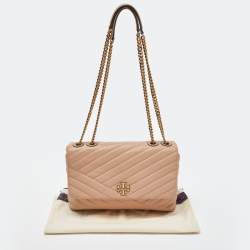 Pre Owned Tory Burch Beige Leather Kira Flap Shoulder Bag