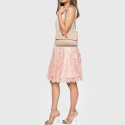 Pre Owned Tory Burch Beige Leather Kira Flap Shoulder Bag