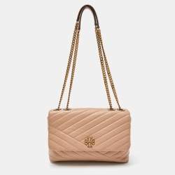 Pre Owned Tory Burch Beige Leather Kira Flap Shoulder Bag