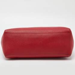 Pre Owned Tory Burch Red Leather Medium York Buckle Tote