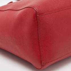 Pre Owned Tory Burch Red Leather Medium York Buckle Tote