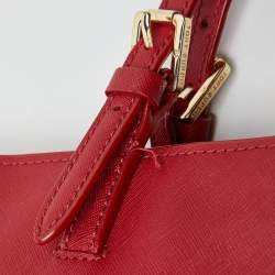Pre Owned Tory Burch Red Leather Medium York Buckle Tote