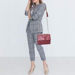 Pre Owned Tory Burch Burgundy Leather Large Fleming Shoulder Bag