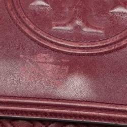 Pre Owned Tory Burch Burgundy Leather Large Fleming Shoulder Bag