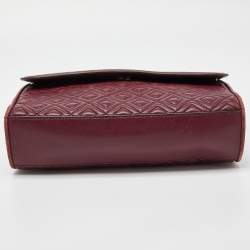 Pre Owned Tory Burch Burgundy Leather Large Fleming Shoulder Bag