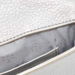 Pre Owned Tory Burch Silver Leather Mini Kira Crossbody Bag