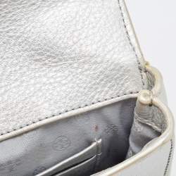 Pre Owned Tory Burch Silver Leather Mini Kira Crossbody Bag