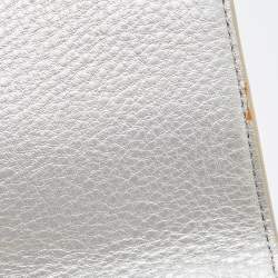 Pre Owned Tory Burch Silver Leather Mini Kira Crossbody Bag
