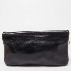 Pre Owned Tory Burch Black Glossy Leather Reva Chain Clutch