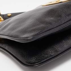 Pre Owned Tory Burch Black Glossy Leather Reva Chain Clutch