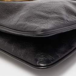 Pre Owned Tory Burch Black Glossy Leather Reva Chain Clutch