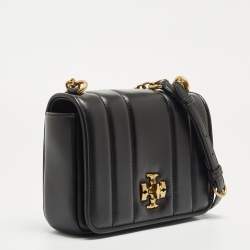 Pre Owned Tory Burch Black Quilted Leather Kira Shoulder Bag