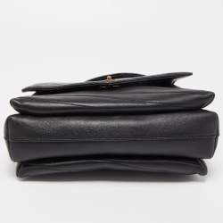 Pre Owned Tory Burch Black Chevron Leather Kira Top Handle Satchel