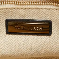 Pre Owned Tory Burch Black Chevron Leather Kira Top Handle Satchel