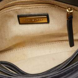 Pre Owned Tory Burch Black Chevron Leather Kira Top Handle Satchel