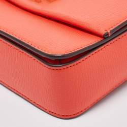Pre Owned Tory Burch Coral Red Leather Mini Kira Shoulder Bag