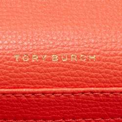 Pre Owned Tory Burch Coral Red Leather Mini Kira Shoulder Bag