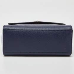 Tory Burch Blue Python Effect and Leather Robinson Flap Top Handle Bag