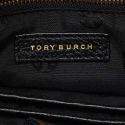 Pre Owned Tory Burch Black Leather Double Pocket Satchel
