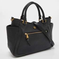 Pre Owned Tory Burch Black Leather Double Pocket Satchel