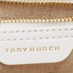 Pre Owned Tory Burch White Floral Print Leather Parker Chain Shoulder Bag