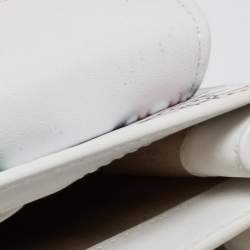 Pre Owned Tory Burch White Floral Print Leather Parker Chain Shoulder Bag