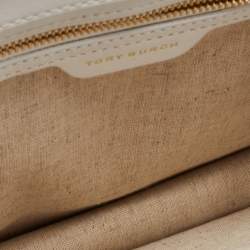 Pre Owned Tory Burch White Floral Print Leather Parker Chain Shoulder Bag