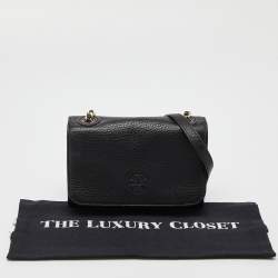 Pre Owned Tory Burch Black Leather Flap Crossbody Bag