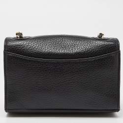 Pre Owned Tory Burch Black Leather Flap Crossbody Bag