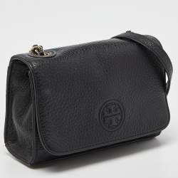 Pre Owned Tory Burch Black Leather Flap Crossbody Bag